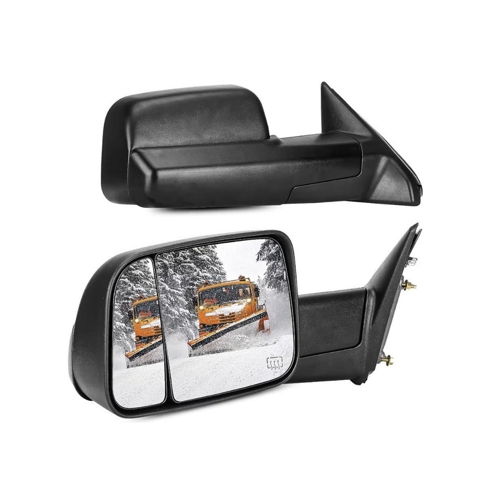 Tewing‎ Towing Mirrors Power Heated Manual Flip Black Dual Glass Pair TWM053 TD